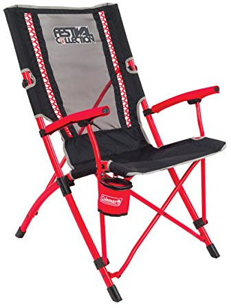 Coleman Faltstuhl Bungee Chair mit Stahlgestell Zum Relaxen, Campingstuhl mit Armlehnen und Getränkehalter, Transporttasche, bis Max. 136 kg