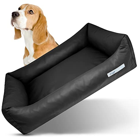 dogsfavorite Hunde-Bett - waschbares Hundekörbchen - hochwertiges Hundesofa - gelenkschonendes Hundekissen - robuste Hundematte - Hundekorb - schwarz - Gr. M 100 x 75 cm