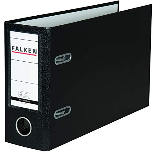 FALKEN 10x PP-Color Ordner Sonderformat 8 cm DIN A5 quer schwarz | Made in Germany Kunststoffbezug außen Papierbezug innen austauschbares Rückenschild