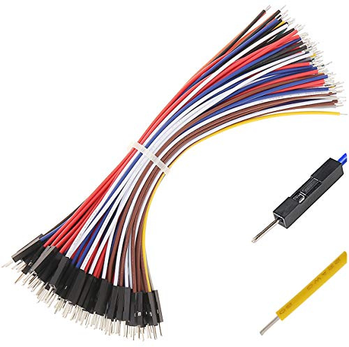 Breadboard Jumper Wires Cables 22AWG 120-Pack Male Square Head 0.1'' 10 Colors (15cm, Male to Solder Tin End)