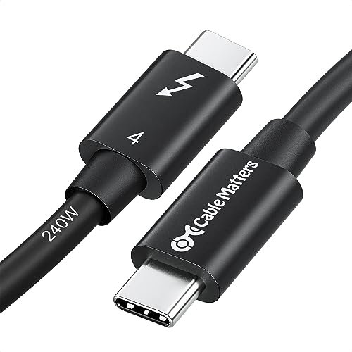 Cable Matters [Intel Zertifiziert 40Gbps Thunderbolt 4 Kabel 0,8m mit 8K Video und 240W Aufladung in 0,8 Meter - kompatibel mit USBC, Thunderbolt 3 und USB4 Kabel