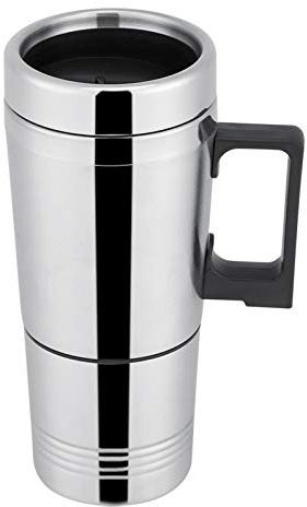 EVTSCAN Bouilloire à Eau Chaude électrique, 12 v/24 v 300 ML Portable en Acier Inoxydable Voiture cafetière Chauffage Tasse à Boire Bouteille(12V)