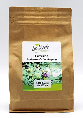 La Verde MEIN GARTEN UND ICH. Luzerne Samen 1kg für 300m², Bodenkur, mehrjährige Gründüngung, tiefwurzelnd, Saatgut ohne Gentechnik