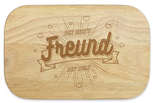 KIXY Frühstücksbrettchen Gummibaumholz Geschenk Geburtstag Weihnachten Geschwister - Der beste Freund der Welt