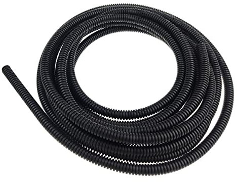 Black 5M Length Flexible Corrugated Bellow Conduit Protective Tube Pipe Hose Sleeve for Car，Garden,Office Electric Wiring 7mm*10mm …