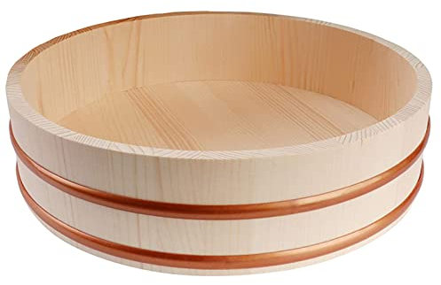 Adima Japonais Bol De Riz Et Sushis En Bois Hangiri Sushi Oke Bain De Mélange De Riz Bande De Cuivre Pour Les Sushis Restaurant Cuisine 12 Tailles Baril De Mélange De Riz (Tour),36x9cm