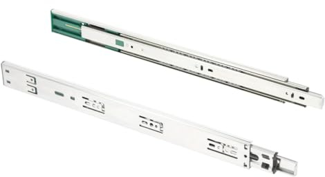 GTV Rails de tiroir H45-45,3 x 500 mm - Acier galvanisé solide - Système de rails Soft Close - Rail télescopique à billes - Charge maximale : 30 kg - Lot de 5 = 10 pièces