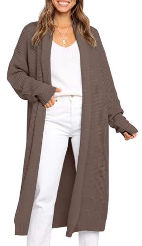 LILLUSORY Long Cardigan Sweaters for Women Fall Trendy Oversized Open Front Winter Coat Blazer 2025 Cozy Chunky Knit Sweater Jacket Outwear Coats Khaki S