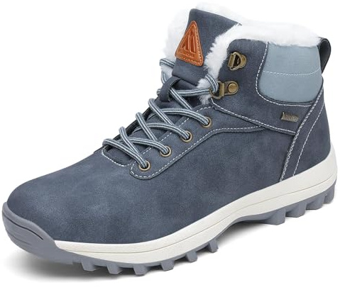 Mishansha Scarpe Uomo Invernali Stivali da Neve Donna Stivaletti Invernali Impermeabili Scarponcini con pelo Caldo Stivali Neve Scarpe Trekking Blu Scuro, Gr.44