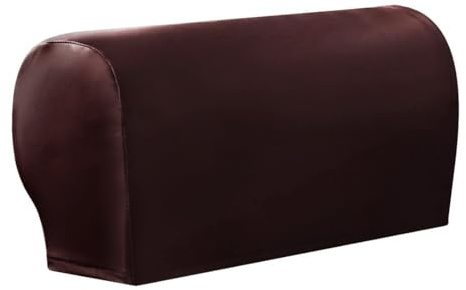 vctops Waterproof Faux Pu Leather Armrest Covers Vintage Stretch Arm Covers for Chairs Couch Sofa Armchair Slipcovers for Recliner Sofa 2pcs, Wine Red