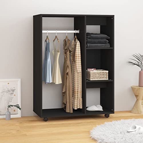 INLIFE Kleiderschrank Schwarz 80x40x110 cm Holzwerkstoff,Schwarz,26.1KG,808514