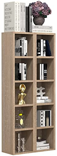 VCM Standregal 20x17x187 cm 10 Fächer Holzwerkstoff Medienregal | Aufbewahrung für CDs, DVDs und Bücher - Wohnzimmer - Mediensammler - Für mehr Ordnung im Alltag - Praktisches Stauraumwunder