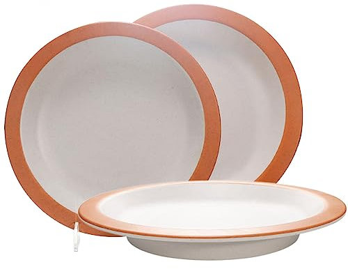 NGDECOR Set di Piatti da tavola in melamina da 3 Pezzi Piatti Rotondi Leggeri Piatti Piani in plastica Resistente, Stoviglie riutilizzabili, Senza BPA, Lavabili in lavastoviglie,7in