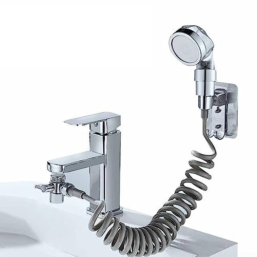 Rubinetto doccia a mano, ABS lavello estensione spruzzatore soffione doccia, set di fissaggio tubo doccia per lavandino rubinetto bagno