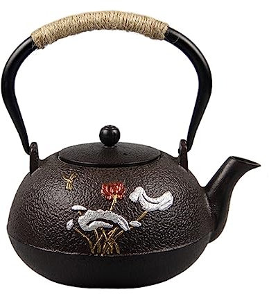 RUVOO Theiere Fonte Théière en Fonte Théière Japonaise Bouilloire en Fonte Faite À La Main De 1200ML en Fonte comme Décoration De Maison Ou De Cuisine Theiere Japonaise