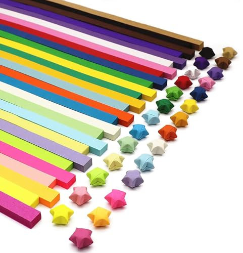 JCKD 1030 Piece Origami Star Paper, Colorful Double-Sided Lucky Star Folding Paper Strip, Children's Student Handmade DIY Crafts (27 Colors)