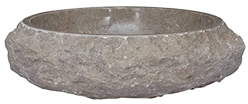 BaraSh Lavabo Gris Mármol Rústico Ø40x12 cm Encimera Lavabo Piedra