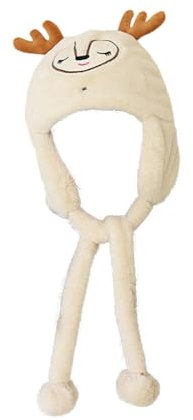 Asudaro Baby Mütze Beanie Strickmütze Plüschhüte Herbst Wintermützen mit Ohrenwärmer Kinder Beanie Winddicht Warme Tiere Mützen Urlaub Hut - für Jungen Mädchen Alter: 4-10 Jahre Cremefarben