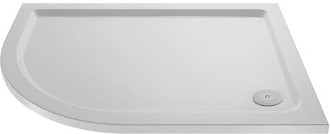 Balterley 1200 x 800 mm Offset Quadrant Shower Tray Left Hand, Slimline Slip Resistant Shower Trays, Durable Stone Resin Base Trays for Bathroom Enclosure, Tray for Wetroom Showers (White)