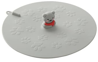 Sink Stopper Silicone Bathtub Stopper,Kitchen Sink Drain Stopper,Bathroom Drain Plug Stopper,Shower Drain Sink Stopper, Laundry Sink Drain Stopper (Grey bootom+Grey Bear with red Scarf)