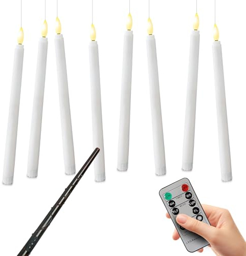 Dabeto 8Stück 28CM LED Kerze Stabkerzen mit Fernbedienung und Zauberstab Elektrische Stabkerzen mit Timerfunktion Weihnachten Halloween Hochzeit Geburtstag Party Festliche Dekoration Outdoor
