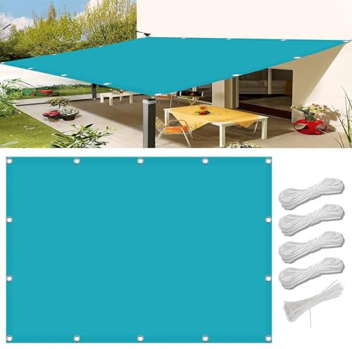 Tenda a Vela Ombreggiante Traspirante 2.5 x 5.5 m, Antivento, Traspirante,98% Anti UV, Rete Telo Ombra Rete Ombreggiante, Tenda Vela Quadrata Vela Ombreggiante, per Giardino, Pergola, Blu Cielo