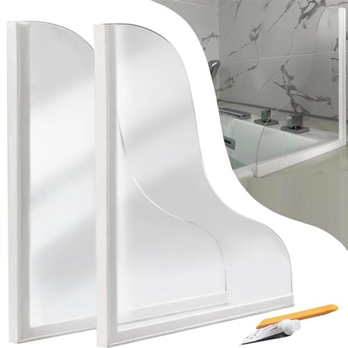 mefocou 2 Pack Updated Shower Splash Guard, Large Splash Guards For Bathtub, Waterproof -Adhesive Shower Corner Guards To Keep Water In Shower Or Bath, Shower Corner Splash Guard