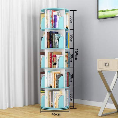 GaRcan Drehbares Regal, multifunktionales Boden-Bücherregal, Regal für CDs, Schallplatten, Bücher, Heimbüro, Deko, Blau, 46 x 46 x 159 cm