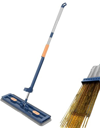 Mopa plana grande de manos libres profesional de microfibra para limpieza de suelos, fregona giratoria de 360° , multifunción, mango de acero inoxidable, reutilizable, lavable, con función de