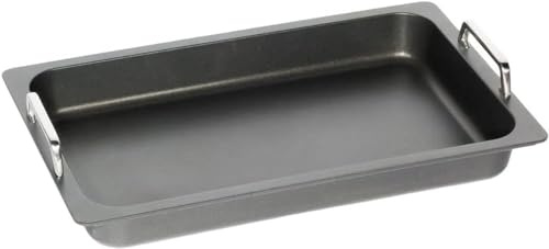 AMT Gastroguss Gastronorm AMZN-I-55333-G - Contenitore alto GN 1/1, adatto a induzione, 53 x 32,5 cm, altezza 5,5 cm, con manici in acciaio inox, finitura antiaderente Lotan®