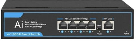 Switch di rete Switch POE Gigabit Completo 5 Porte 1000Mbps Rete LAN RJ45 Hub Smart Ethernet Switcher 65W For Telecamera IP/AP Wireless/WiFi Funzionalità di rete potenti