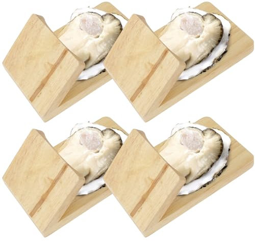 Guniata 4Pcs Oyster Shucking Clamp Solid Wood Oyster Holder Portable Oyster Shucker Tool Reusable Oyster Opener Tools for Oyster Shells Kitchen Home Outdoor Barbecue 13x8x5cm