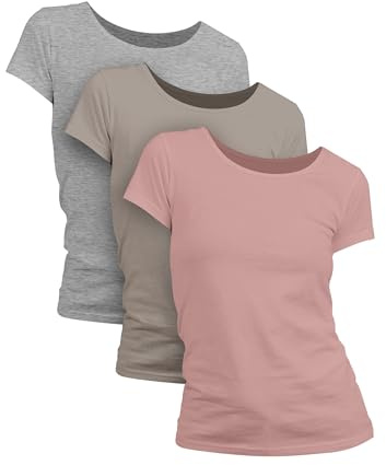 Basic Treasure T-Shirts Femme Manches Courtes – Lot de 3 Pièces, Multicolore, Tailles XL
