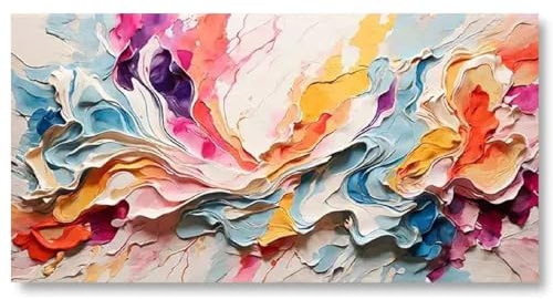 Leinwand Bilder Abstrakt Bunt Kunst Poster 140x80 cm Modern Leinwandbild Groß XXL Wohnzimmer Schlafzimmer Wandbild Kunstdruck Wandbilder Canvas Desing Wand Bild auf Leinwand Ohne Rahmen