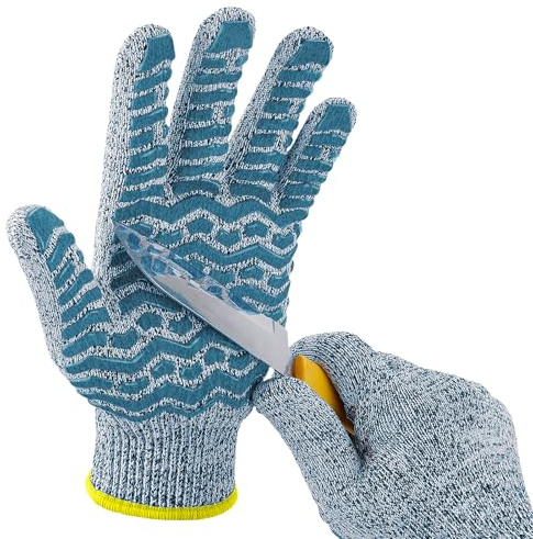 HandLove Gants résistants aux coupures (niveau 5) - 100 % qualité alimentaire et protection de qualité supérieure - Idéal pour la cuisine, la transformation de la viande et l'artisanat, bleu, taille S