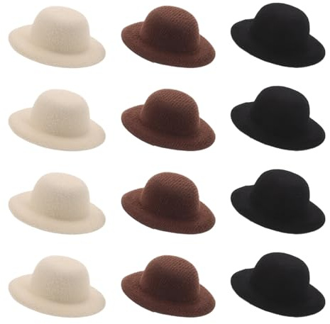 Healeved 12pièces Lot de Mini Chapeaux Forme pour Poupées Pinces à Cheveux Western pour Déguisement Décorations de Cowboy pour Coiffure