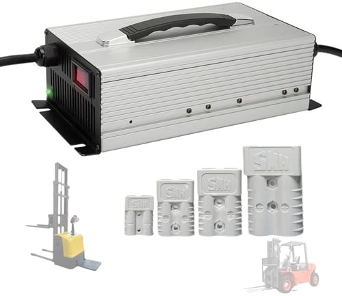 WLEJSL Caricabatterie Carrelli Elevatori, Caricabatteria Ad Alta Potenza da 1500 W, Caricabatterie Elettrico Intelligente 36 V 40 A con Spina Anderson 50 A/120 A/175 A/350 A, Display LCD,50A