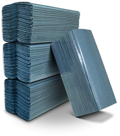 Pack of 704 C-Fold Paper Towels Blue (4 Sealed Packs of 176) 1Ply Hand Paper Towels Sheets 310mm x 217mm. Easy Pinch Dispenser Compatible | Kitchen, Catering, Bathroom, Restroom, Janitorial