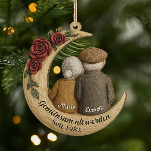 Geschenke Mall Personalisiertes Ornamente - Gemeinsam Alt Werden Seit - Personalisierte Weihnachtssgeschenke, Weihnachtsanhänger für Paare, Deko Weihnachtsbaum (Modell #2)