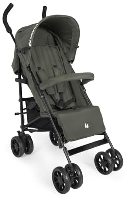 hauck Fold N Care, Olive - Schirmbuggy für Kinder ab 6 Monaten bis 22 kg, Klein Zusammenklappbar, 7,6 kg, mit Liegeposition & UV-Schutz 50+, XL Korb, EVA Kunststoffräder, Drehbare Vorderräder