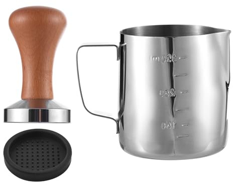 Tissting Set 3 Pièces Pour Café Inox 12oz/350ml, Set Outils Café Professionnel Avec Mousseur Lait Tamper 51mm Pour Barista Maison Prise Facile Nettoyage Simple
