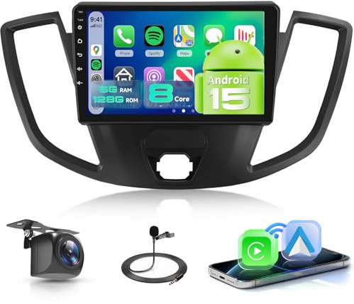 8Core 6G+128G Car Radio Stereo for Ford Transit 150 250 350 2015-2019 with DSP/32EQ Wireless Carplay Android Auto, Hodozzy 9 1280P IPS Touchscreen Radio BT 5.0 GPS 5GWiFi SWC Backup Camera
