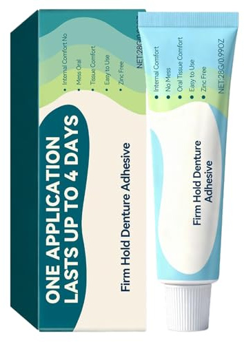 Adesivo per Dentiere per Denti - 28g Adesivo Impermeabile Riparazione Tenuta Forte, Per Denti Finti E Dentiere,per Otturazioni Apparecchi Cura Gengive Uomini Donne