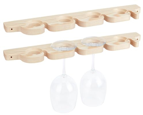 PH PandaHall Holz Weinglasregal 2 Stück Wandhalterung für Weingläser Hängendes Regal für Glaswaren Glasbecherablage Bar Organizer mit 8 Löchern für Party Küche Bar Restaurant Aufbewahrung, 43x7.5cm