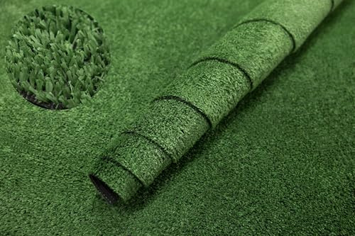 AKCILA Kunstrasen Palma Rasenteppich für Garten Balkone Terrassen Wintergärten 150x200 cm - Höhe: 7 mm Wasserdurchlässig Grün Artificial Grass, Outdoor Kunstrasen Rollrasen mit Meterware