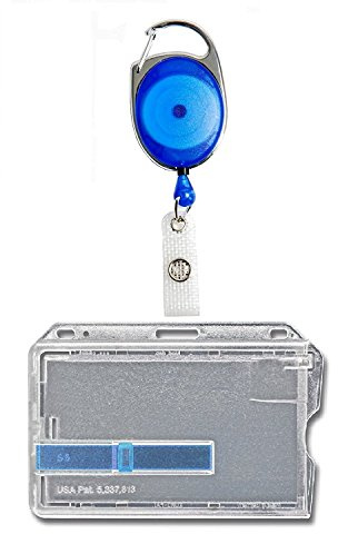 1x STAHLSEIL Ausweisset - Ausweisjojo Jojo Zipper oval + Kartenhülle mit Ausschieber - Kartenhalter Ausweis Hülle horizontal Schutzhülle Namensschild Ausweishalter Kunststoff