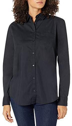 Amazon Essentials Femme Chemise Boutonnée en Popeline à Manches Longues, Coupe Classique