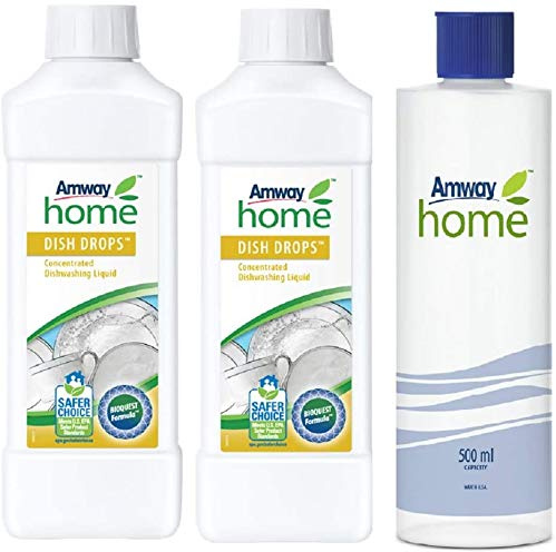 Amway Spülmittel Biologisch korrigierbares Konzentrat Dish Drops 1L x 2Unds +1 Messflasche aus Kunststoff Home