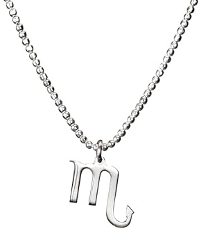 SILBERMOOS Sternzeichen Damen Kette Skorpion Scorpio, Anhänger mit Kugel-Kette 45 cm diamantiert aus Italien, 925 Sterling Silber