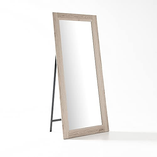 ARHome Bodenspiegel mit Halterung, 180 x 78 cm, Eiche Natur, Spiegel, Made in Italy